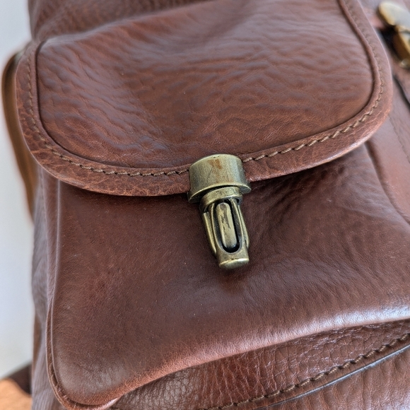 Anonimo Fiorentino Pebbled Leather Drawstring Closure Backpack Bookbag Brown - Picture 6 of 16